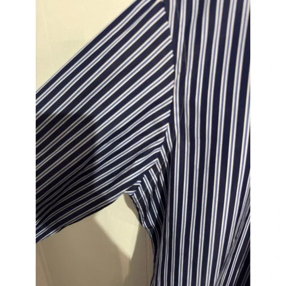Ralph Lauren Button Down Shirt Mens Large Navy Blue White Striped  Long Sleeve - Picture 6 of 7